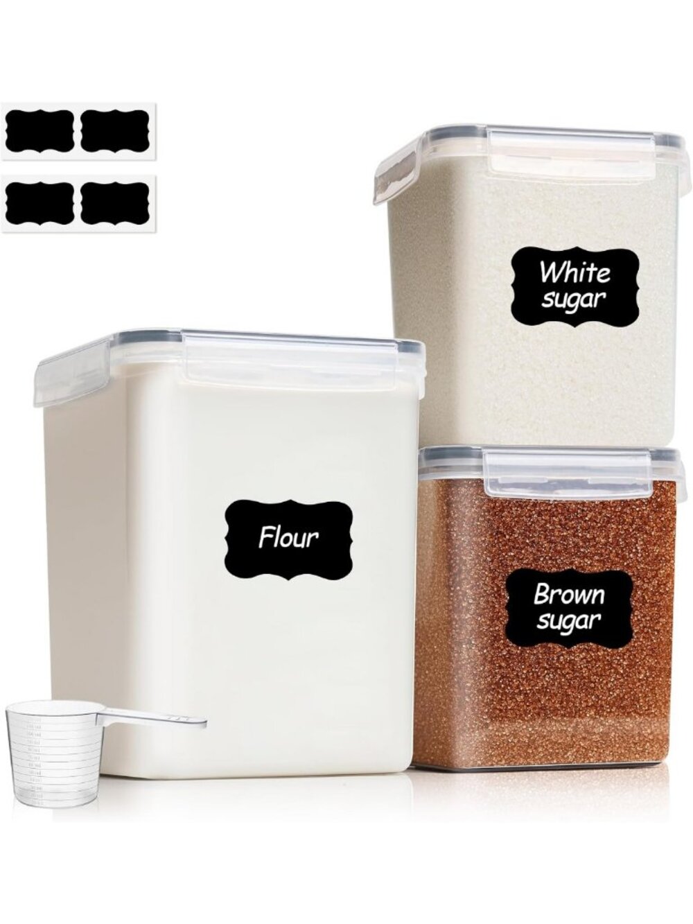 Airtight Food Storage Containers Set - 2.6Qt & 5.5Qt for Flour & Sugar, Wide